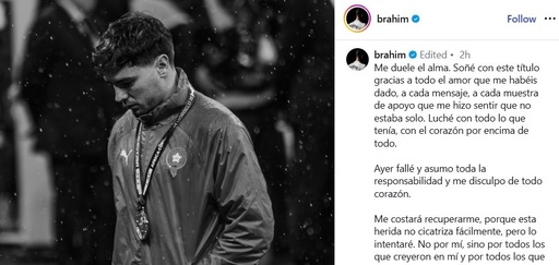 Cupa Africii pe Naţiuni: Brahim Diaz după penaltiul ratat în finală - „Îmi cer scuze din adâncul inimii”
