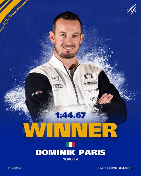 Schi alpin: Italianul Dominik Paris a câştigat la Kvitfjell ultima probă de coborâre a sezonului