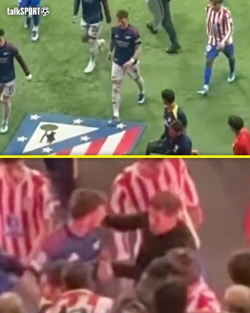 Liga Campionilor: Giuliano şi Diego Simeone, furioşi după ce un fundaş de la Arsenal a călcat pe sigla echipei Atletico - VIDEO