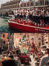 Promovarea echipei Venezia în Serie A, sărbătorită cu o paradă de gondole - VIDEO