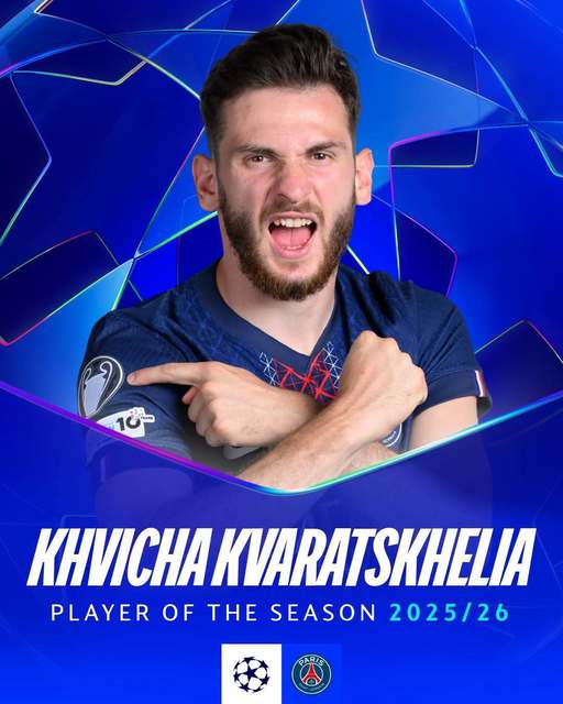 Liga Campionilor: Khvicha Kvaratskhelia a fost desemnat jucătorul sezonului
