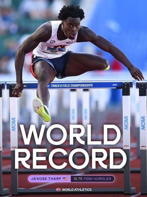 Record din 2012 doborât: Ja'Kobe Tharp a stabilit un record mondial la proba de 110 m garduri la o competiţie universitară - VIDEO