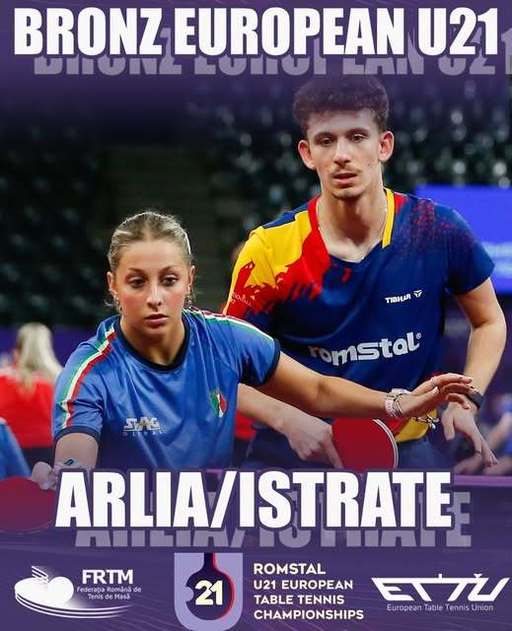 Tenis de masă: Bronz continental pentru Andrei Istrate şi colega sa italiană Nicole Arlia la dublu mixt la CE U21