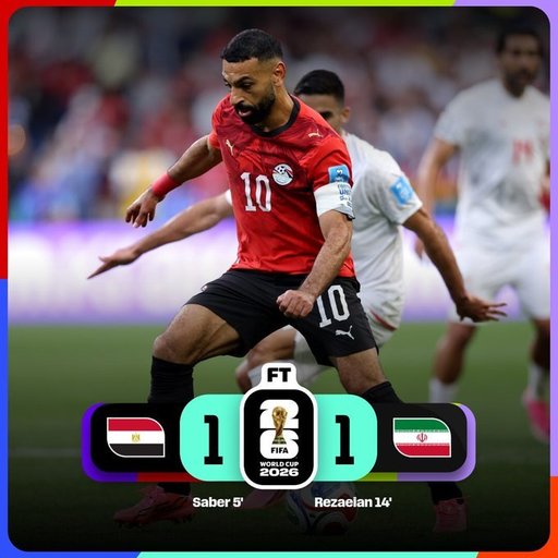 Cupa Mondială 2026: Egiptul, calificare în 16-imi, după 1-1 cu Iranul. Iranienii au avut un gol anulat în minutul 90+3