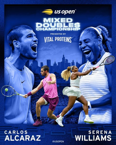 Serena Williams face echipă cu Alcaraz la proba de dublu mixt de la US Open