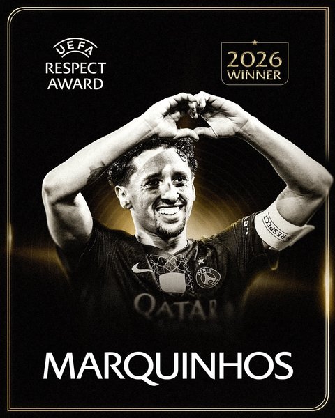 Marquinhos, primul câştigător al premiului „UEFA Respect: Dincolo de joc”