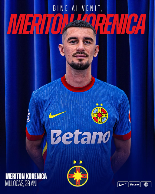 Mercato:FCSB l-a adus pe Meriton Korenica, de la CFR Cluj