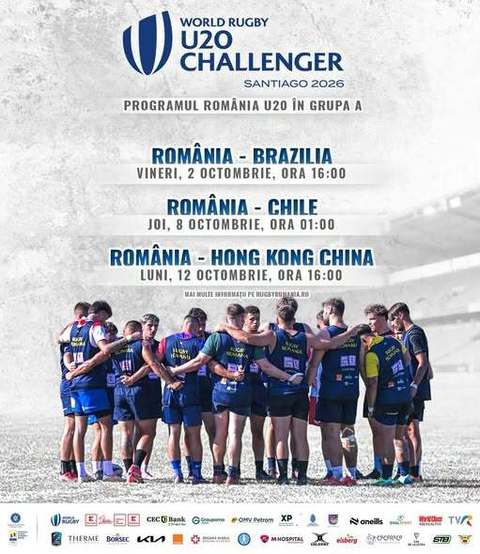 România U20, meciuri cu Brazilia, Chile şi Hong Kong China la World Rugby U20 Challenger din Chile, în luna octombrie