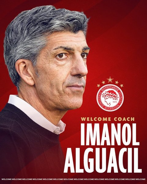 Câştigător al Conference League în 2024, Jose Luis Mendilibar a fost înlocuit de Imanol Alguacil pe banca tehnică a echipei Olympiakos Pireu