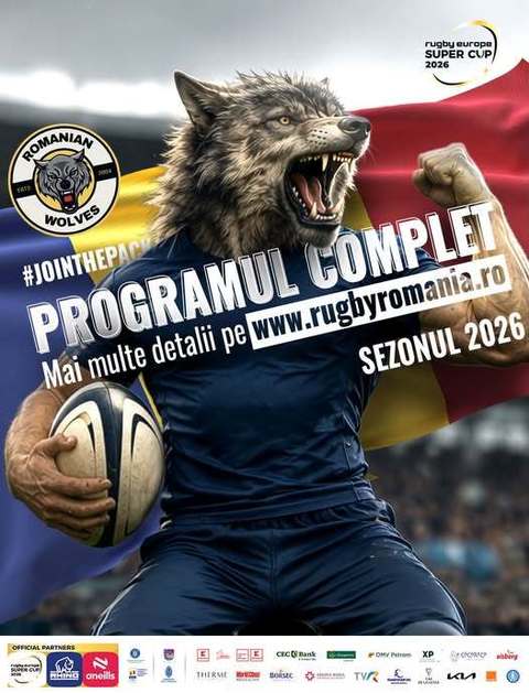 Rugby Europe a anunţat programul complet al Super Cup 2026: datele meciurilor şi stadioanele pe care se vor disputa. Lupii vor debuta acasă, pe 11 octombrie