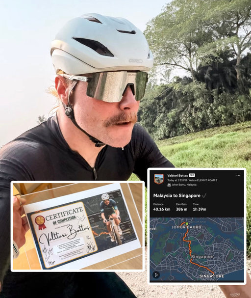 Formula 1: Pilotul finlandez Valtteri Bottas a călătorit cu bicicleta din Malaysia până în Singapore