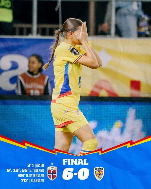 Naţionala feminină pierde şi meciul retur contra Norvegiei, în play-off-ul de calificare la Cupa Mondială