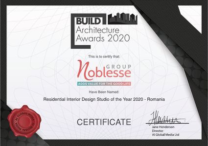 COMUNICAT DE PRESĂ: Noblesse Group desemnat “Residential Interior Design Studio of The Year 2020 - Romania”