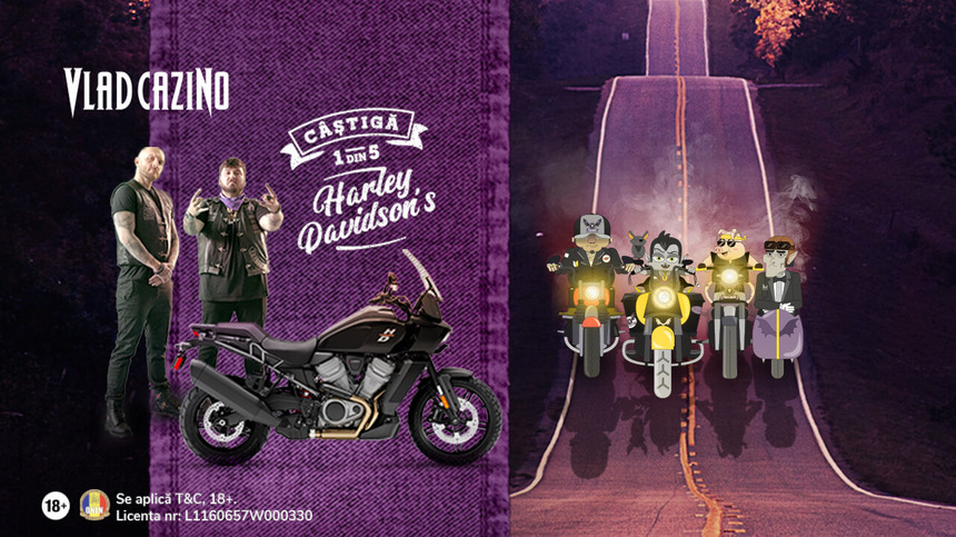 COMUNICAT DE PRESĂ: 5 motociclete Harley Davidson „semnate” de Bordea şi Micutzu pentru clienţii Vlad Cazino