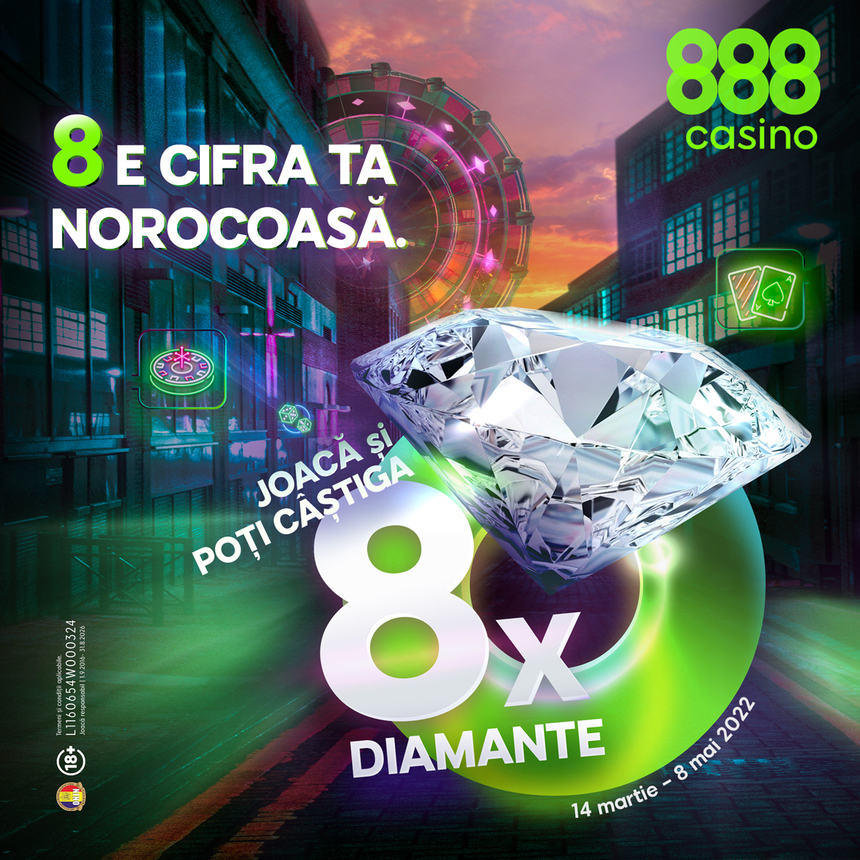 COMUNICAT DE PRESĂ: 888casino lansează o campanie inedită, cu 8 diamante veritabile în premii