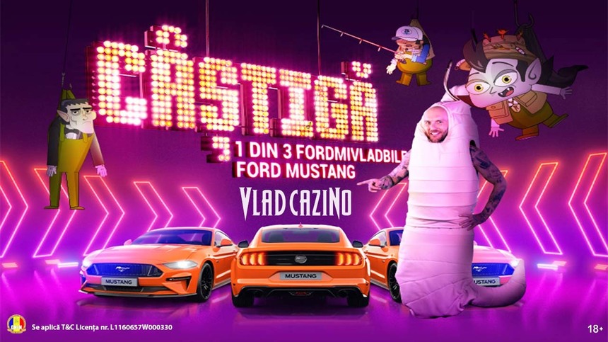 COMUNICAT DE PRESĂ: Trei maşini Mustang Fastback GT de 450 CP, marile premii ale noii campanii Vlad Cazino