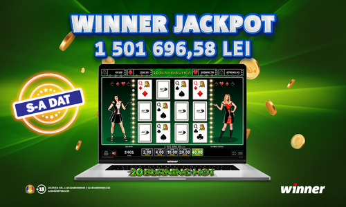 COMUNICAT DE PRESĂ: Să vezi şi să crezi! Un norocos a câştigat un Jackpot ISTORIC la Winner de 1,500,000 de Leeeeeeei!!!