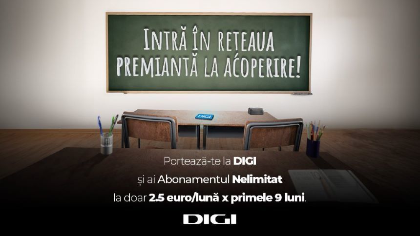 COMUNICAT DE PRESĂ: „Back to school” revine cu 50% discount, timp de 9 luni, la portarea în reţeaua mobilă DIGI

