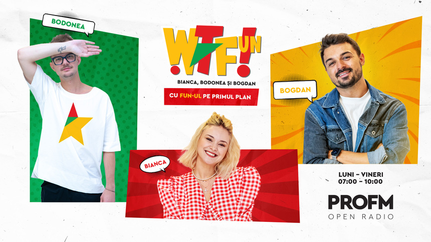 WTFun revine din 2 septembrie la PRO FM, cu Bianca, Bodonea şi Bogdan