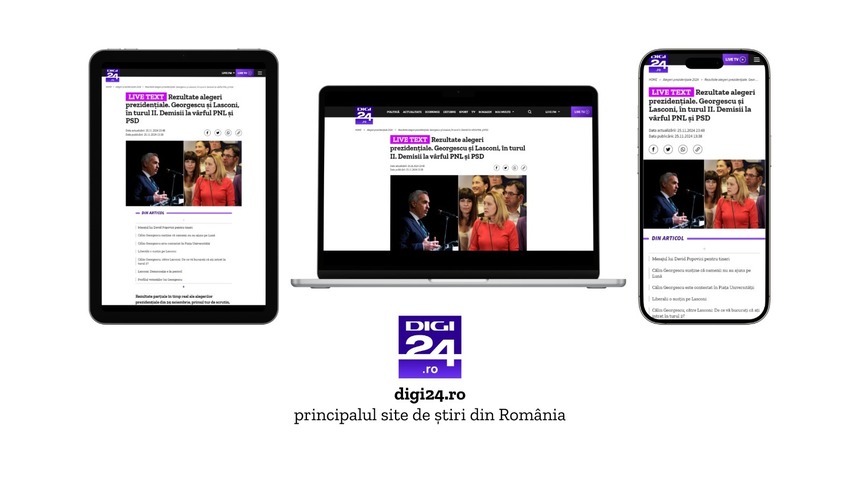 Digi24.ro, record absolut de trafic, după primul tur de alegeri prezidenţiale