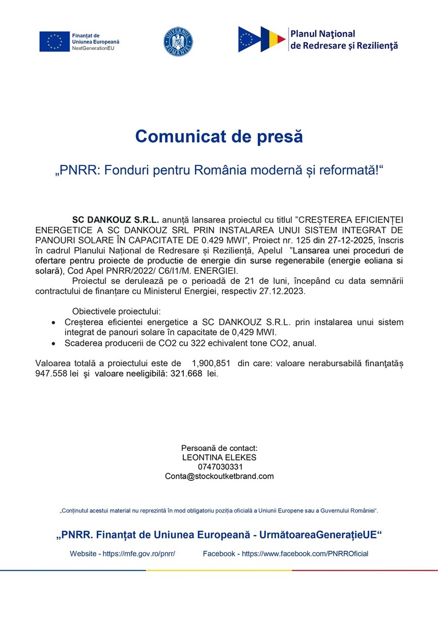 „PNRR: Fonduri pentru România modernă şi reformată!“