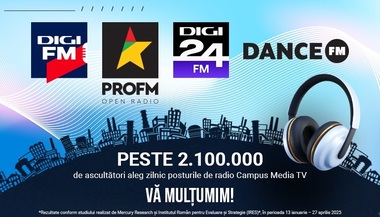 Campus Media TV câştigă tot mai mult teren în preferinţele ascultătorilor: Digi FM, cea mai mare creştere de audienţă la nivel naţional