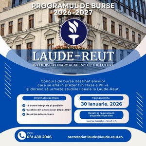 Complexul Educaţional Laude-Reut lansează PROGRAMUL DE BURSE „O şansă pentru viitorul tău” pentru elevii de clasa a VIII-a – admitere liceu 2026–2027