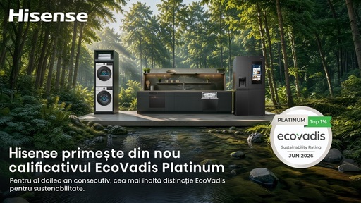 Hisense primeşte pentru al doilea an consecutiv cel mai înalt calificativ EcoVadis Platinum