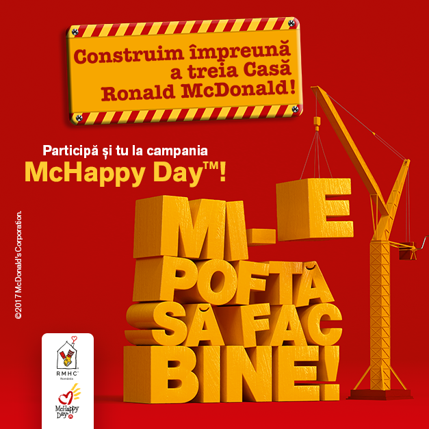 (P)„Mi-e poftă să fac bine” între 20-26 noiembrie împreună cu Fundaţia pentru Copii Ronald McDonald