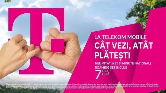 La Telekom Mobile, CAT VEZI, ATAT PLATESTI, cu o singura conditie: NELIMITAT se referă doar la beneficii, nu şi la preţ