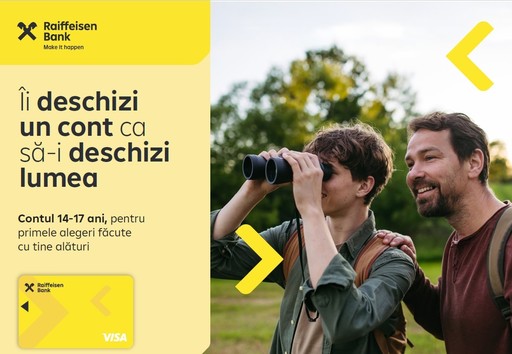 Raiffeisen Bank lansează contul destinat adolescenţilor, primul pas spre independenţa financiară