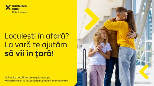Raiffeisen te ajută să vii în ţară la vară! Seria Despre Bani 1:1 continuă cu un studiu dedicat românilor care trăiesc în afara ţării şi care îşi doresc să rămână conectaţi financiar la România
