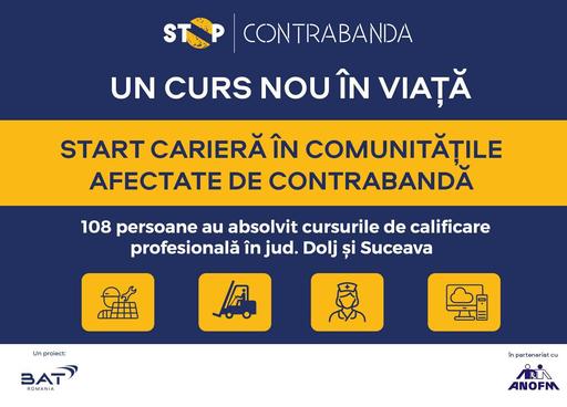 Un curs nou în viaţă pentru comunităţile vulnerabile:
108 persoane calificate în prima serie a programului ANOFM – BAT România, dedicat comunităţilor afectate de contrabandă