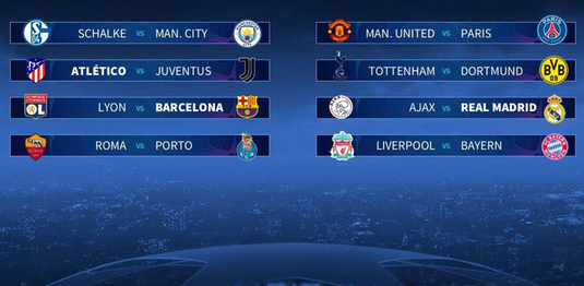 Meciuri stelare în optimile Champions League! Liverpool - Bayern, Juventus - Atletico şi Man United - PSG sunt marile şocuri! Aici ai tabloul complet şi programul partidelor