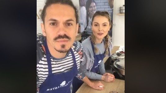 VIDEO | Imagini inedite cu George Florescu "la cratiţă". Fotbalistul a fost atent supervizat de soţie. Iată cum s-a descurcat