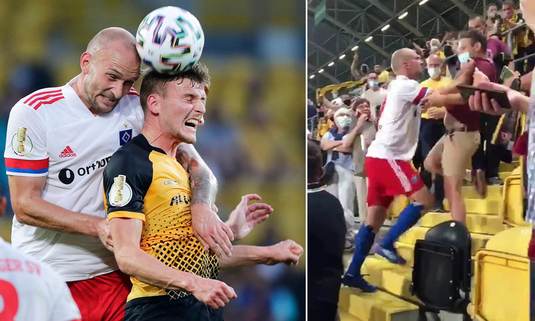 VIDEO | Un fotbalist de la Hamburg a sărit să bată un suporter, la finalul partidei din Cupa Germaniei. Ultraşii au vrut să-l linşeze