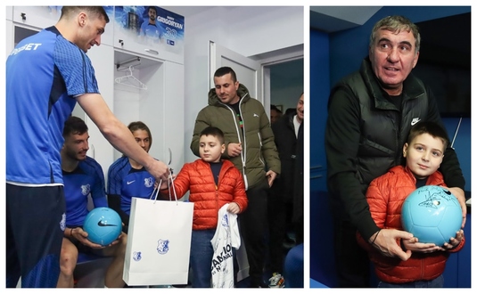 FOTO | ”Marinarii” l-au găsit pe micuţul fan înlăcrimat, de la meciul cu Dinamo. ”Dumi” şi-a cunoscut eroii, în frunte cu Gică Hagi