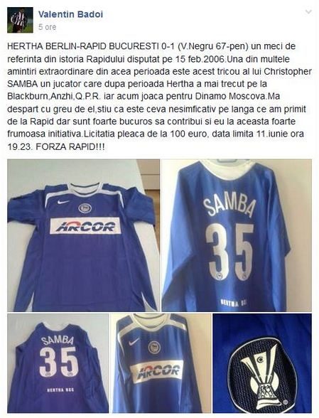 Gest superb pentru Rapid. Foşti şi actuali jucători din Giuleşti îşi licitează "amintirile" pentru a ajuta clubul