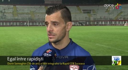 Semeghin: "Îmi pare rău, am jucat la Dinamo, dar galeria Rapidului e şi mai inimoasă"