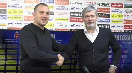 VIDEO | Schimbare la FC Botoşani: intră Ciobotariu, iese Enache. La propriu. Cei doi antrenori s-au întâlnit în aceeaşi conferinţă de presă