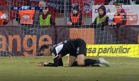 VIDEO | Momente şocante la Dinamo - Iaşi. Florin Gardoş, plin de sânge după un duel aerian