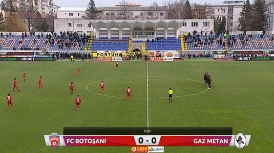 VIDEO | Protest în Liga 1. Fotbaliştii lui Gaz Metan au refuzat să joace. FC Botoşani a plimbat mingea