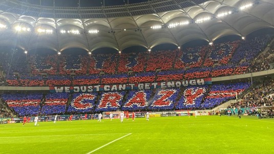 FOTO&VIDEO | Coregrafie spectaculoasă pregătită de fanii FCSB la derby-ul cu Rapid. Ce scenografie au afişat roş-albaştrii