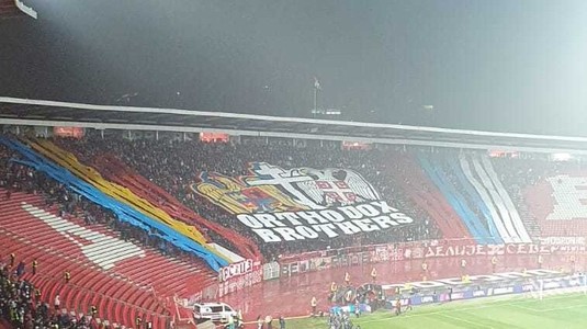 VIDEO | De excepţie! Celebrul ”Delije”, coregrafie specială pentru România, înainte de Steaua Roşie - FCSB. Ce au afişat ultraşii sârbi