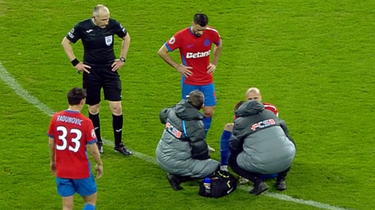 VIDEO | Ghinion pentru veteranul de la FCSB: surpriza lui Mirel Rădoi s-a accidentat cu Metaloglobus şi a părăsit terenul