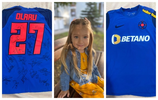 Tricoul lui Darius Olaru, semnat de jucătorii de la FCSB, scos la licitaţie pentru micuţa Emma