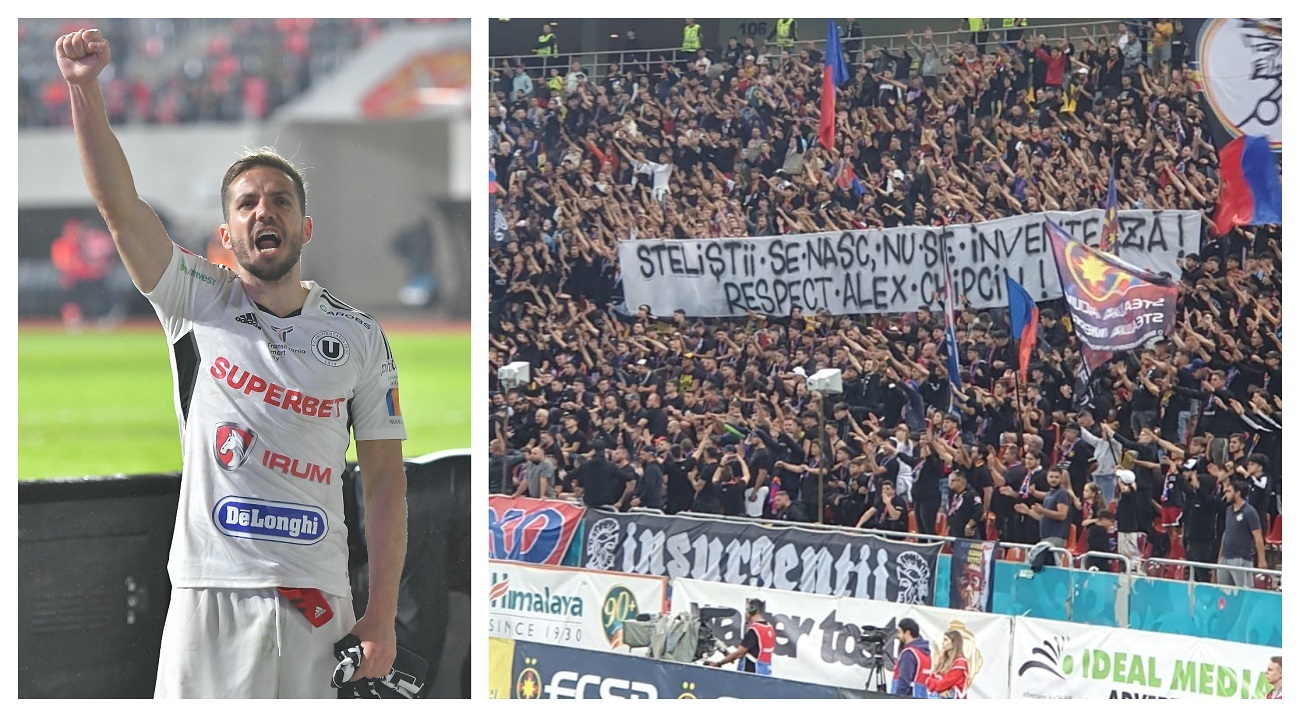 FOTO | Alex Chipciu a avut parte de momente memorabile în FCSB - U Cluj, după ce a făcut praf CSA Steaua. Fanii din peluză s-au mobilizat: "Respect"