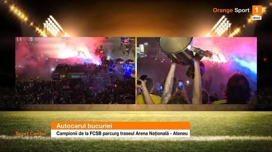 VIDEO | FCSB, spectacol total în centrul oraşului. Fotbaliştii campioanei României au sărbătorit alături de mii de fani în miezul nopţii