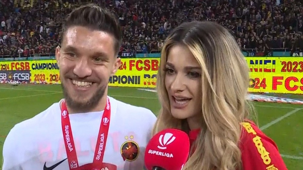 VIDEO | Soţia lui Băluţă a surprins şi reporterul cu ce a spus în interviu, lângă fotbalistul FCSB: "Recunosc asta. Având doi copii..."