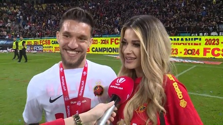 VIDEO | Soţia lui Băluţă a surprins şi reporterul cu ce a spus în interviu, lângă fotbalistul FCSB: "Recunosc asta. Având doi copii..."